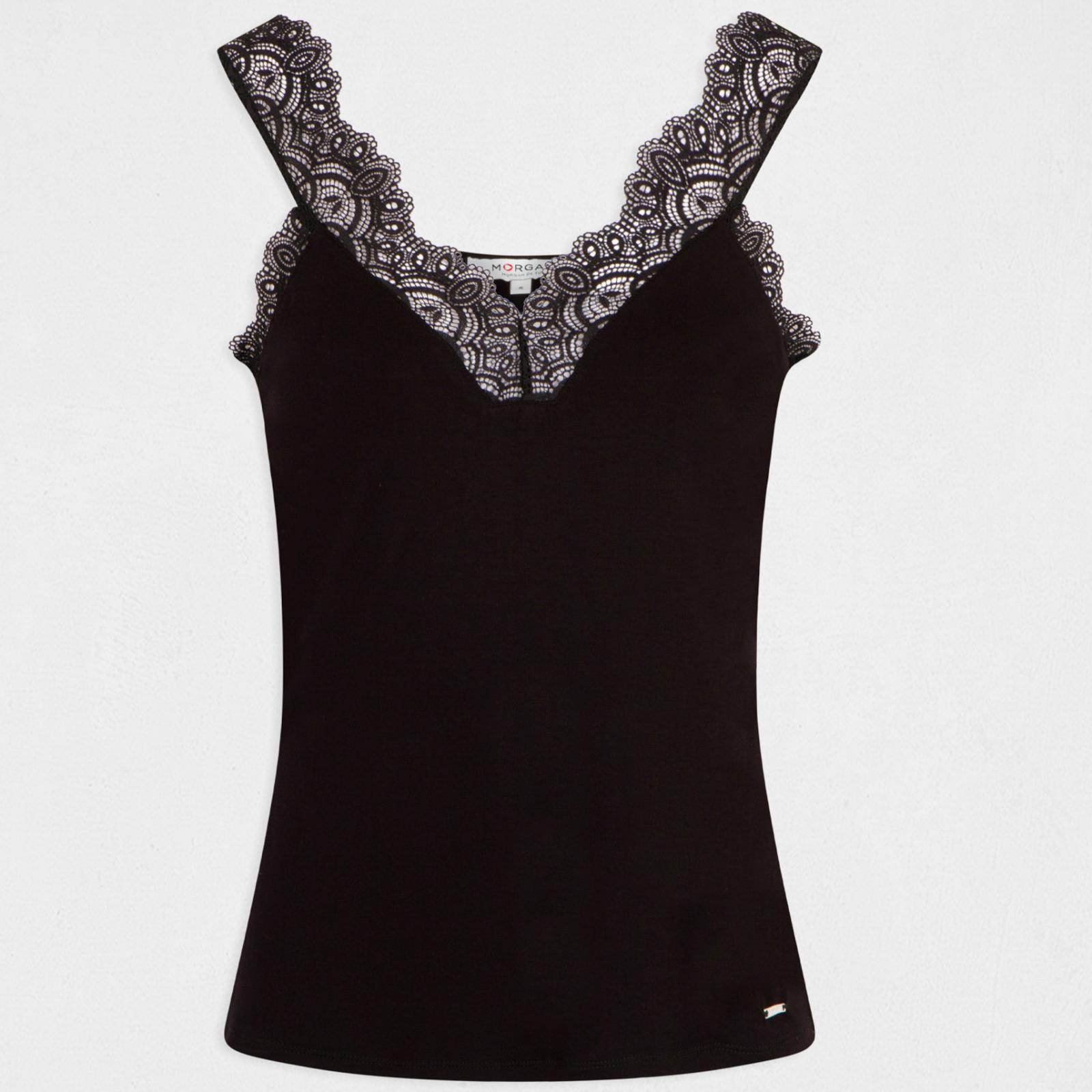 Top tirantes anchos con encaje negro