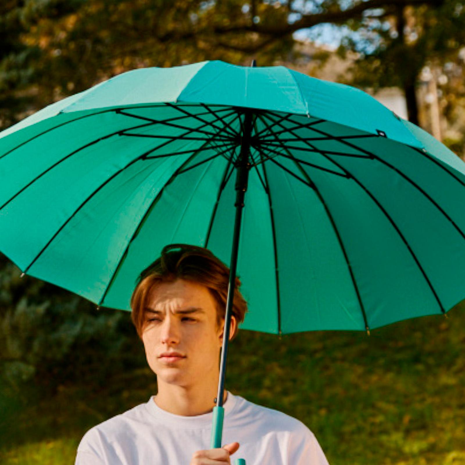 PARAGUAS LARGO LISO DOBLE VARILLA AGUAMARINA