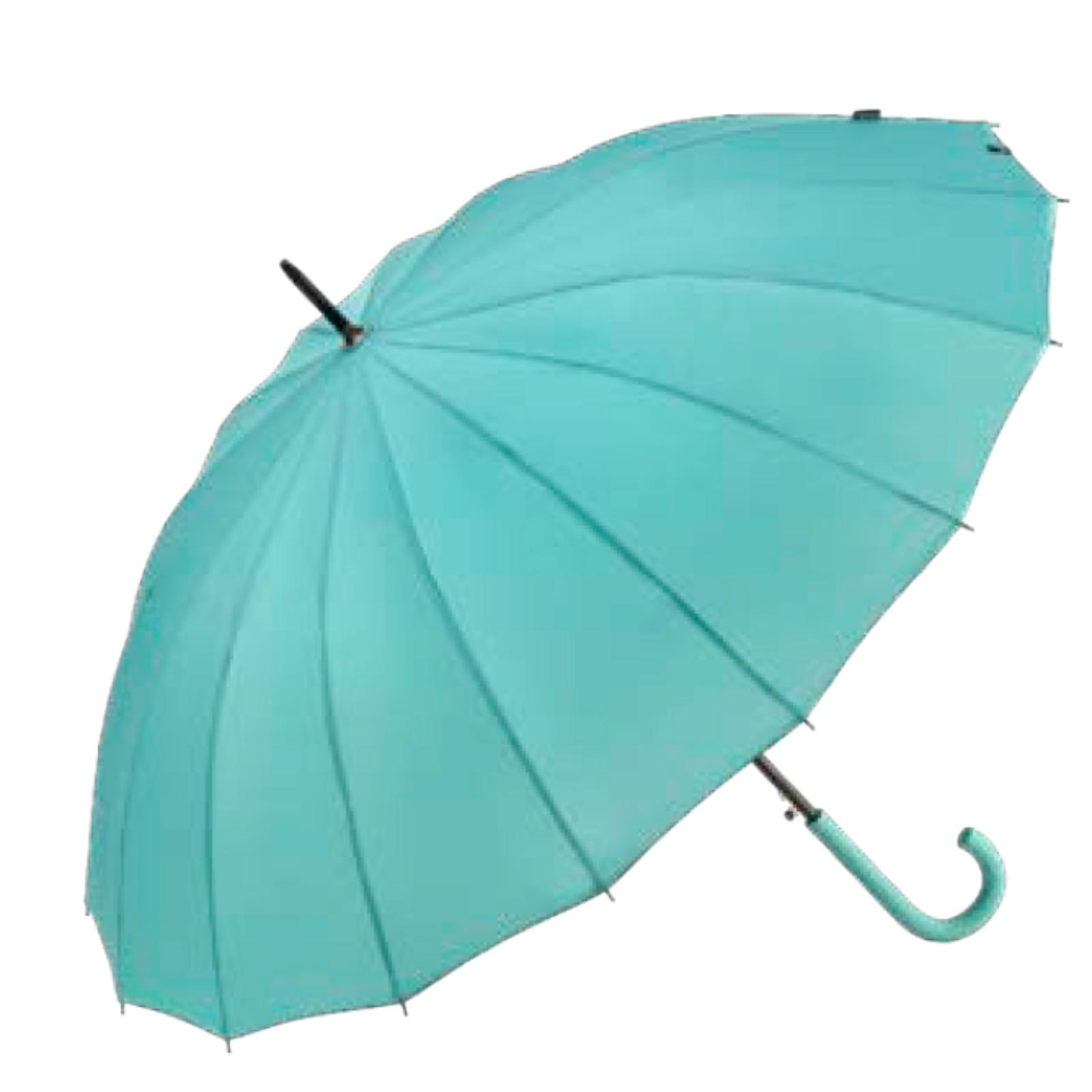 PARAGUAS LARGO LISO DOBLE VARILLA AGUAMARINA