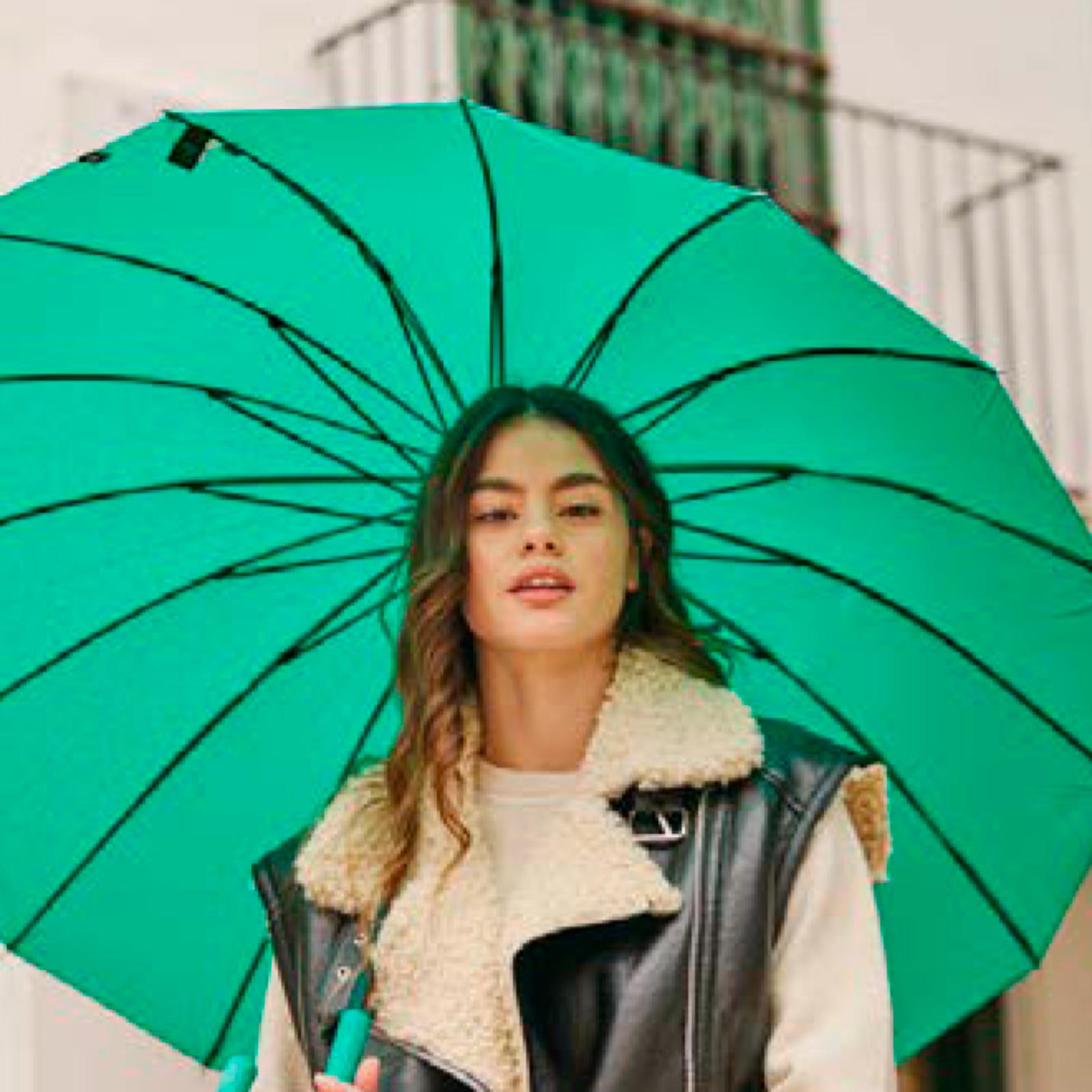 PARAGUAS LARGO LISO DOBLE VARILLA AZULITO