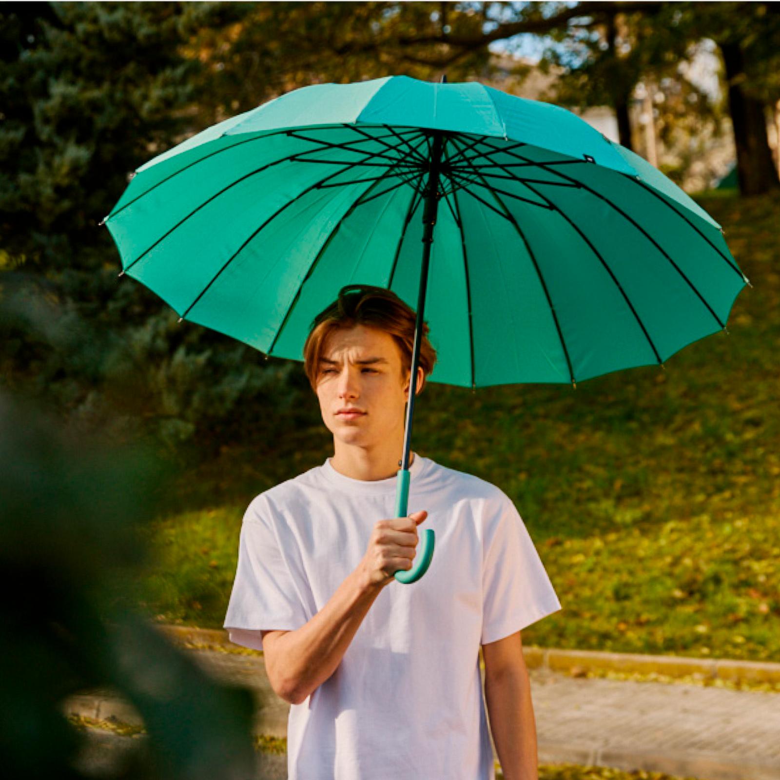 PARAGUAS LARGO LISO DOBLE VARILLA AZULVERDOSO