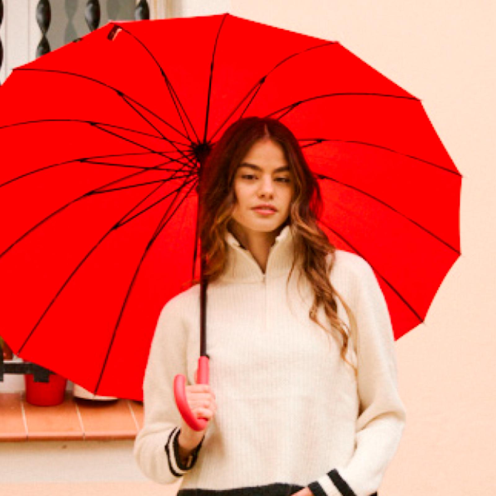 PARAGUAS LARGO LISO DOBLE VARILLA MARINO