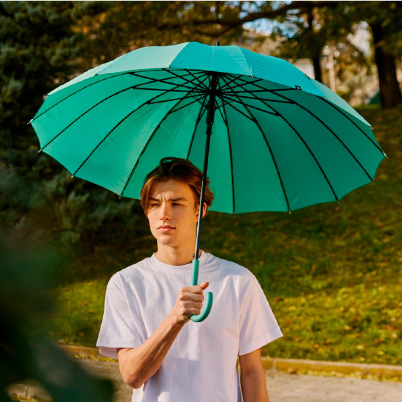 PARAGUAS LARGO LISO DOBLE VARILLA ESMERALDA