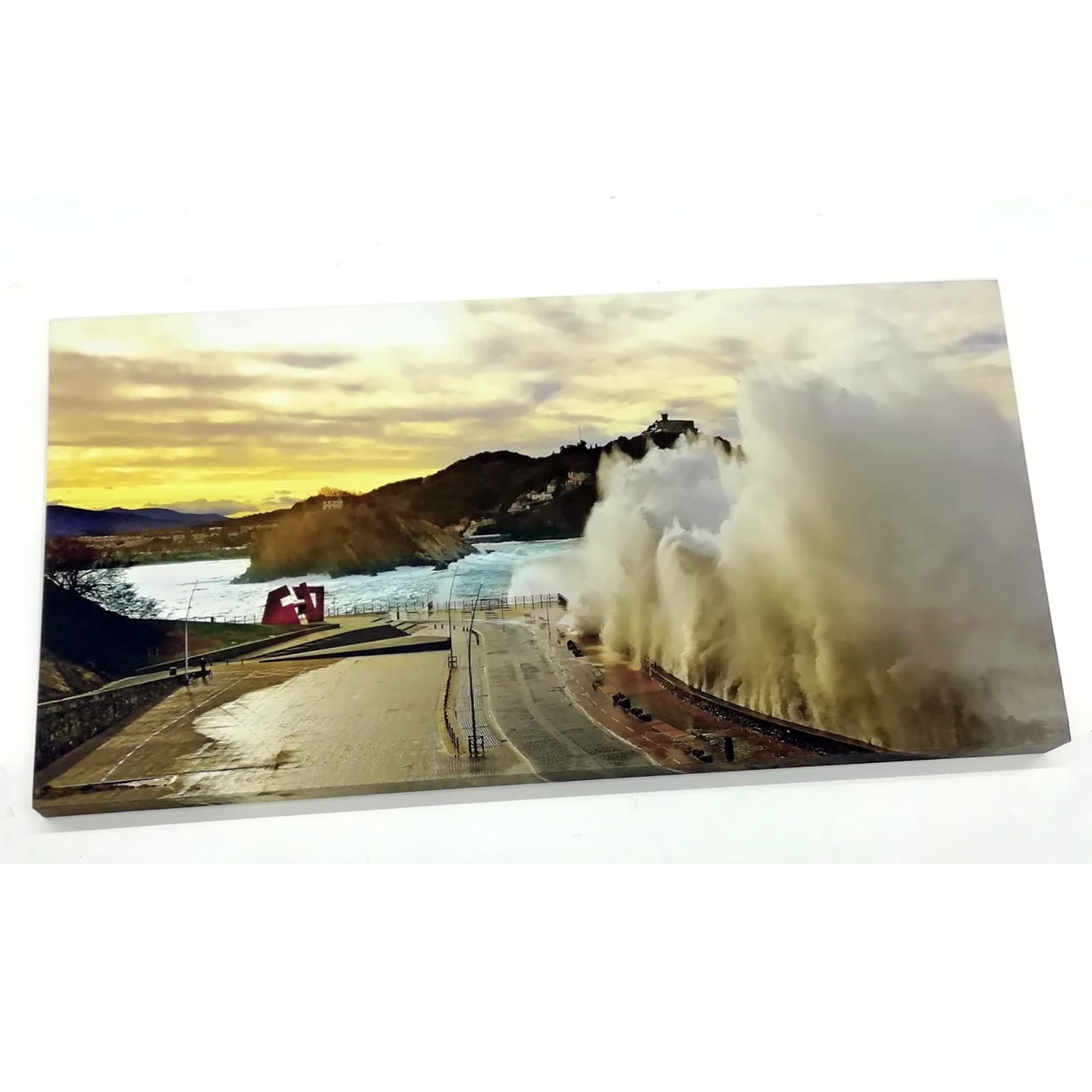 lienzo paisaje olas paseo nuevo donostia - manipel